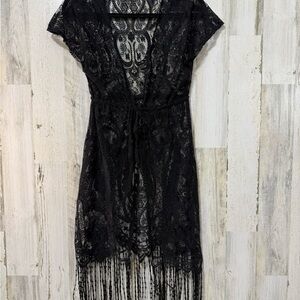 Elegant Black Lace Swim Coverup